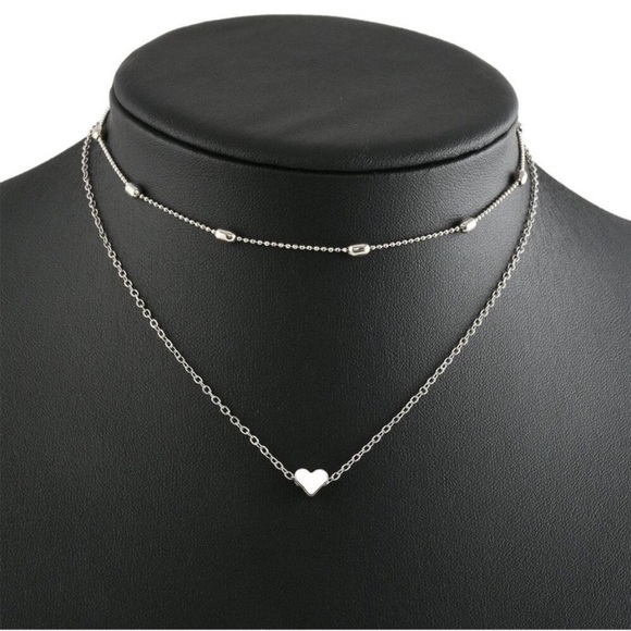 Silver layer Heart Chain choker necklace - Picture 3 of 3